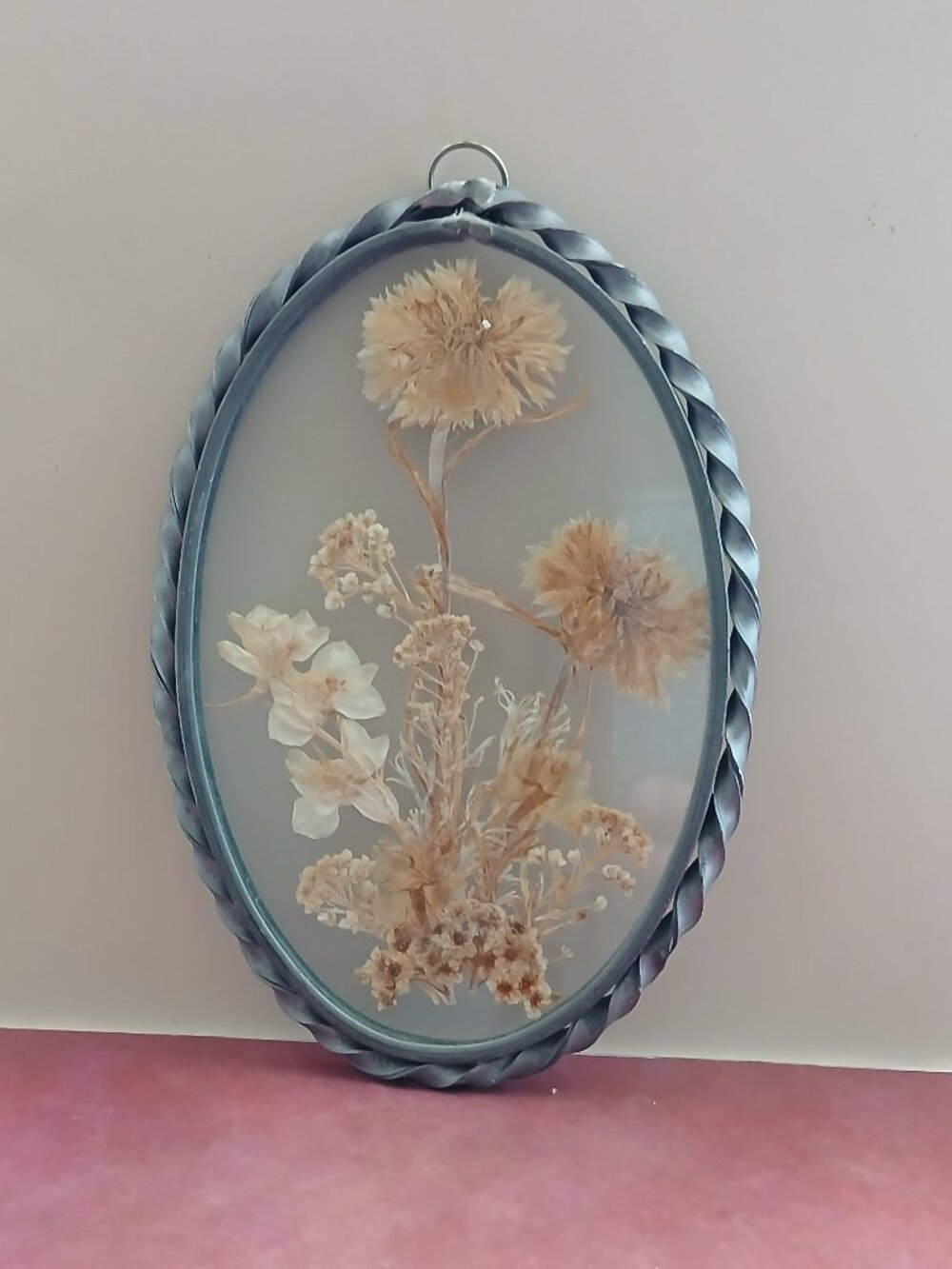 Vintage Pressed Flower Sun Catcher Set in Glass & Pewter